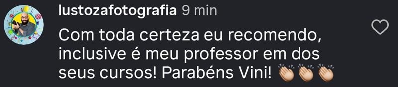 lustozafotografia: Com toda certeza eu recomendo, inclusive é meu professor em dos seus cursos! Parabéns Vini!